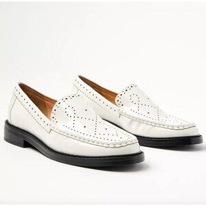 Ann Taylor LOFT Perforated Loafers Ivory Size 5.5 Faux Leather